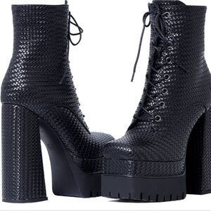 (T-4517) Women's Ankle Boots Platform Sz 38 (7.5-8)